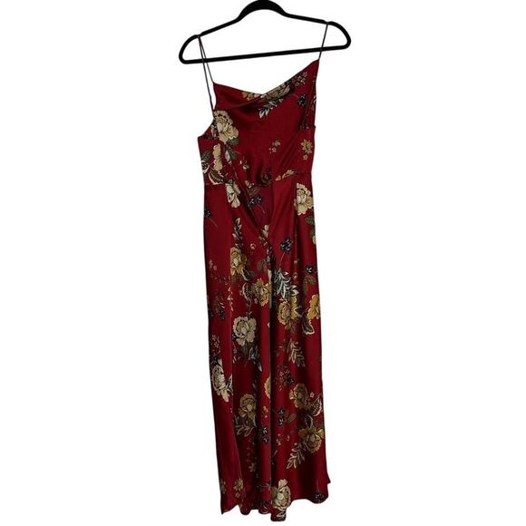 NWT Petal and Pup Floral Satin Doriah Midi Dress Women's Wine Size US 4 - Picture 4 of 7